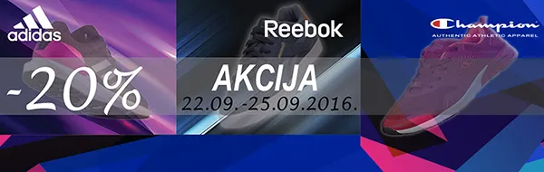 20% popusta na odabrane Champion, Reebok i adidas